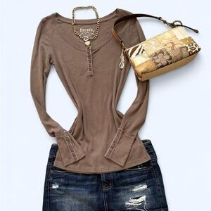 Vintage Decree Taupe Long Sleeve Women's Tee